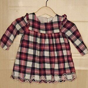 Baby Gap Infant Girls Red White Plaid Long Sleeve Dress 3-6 Months